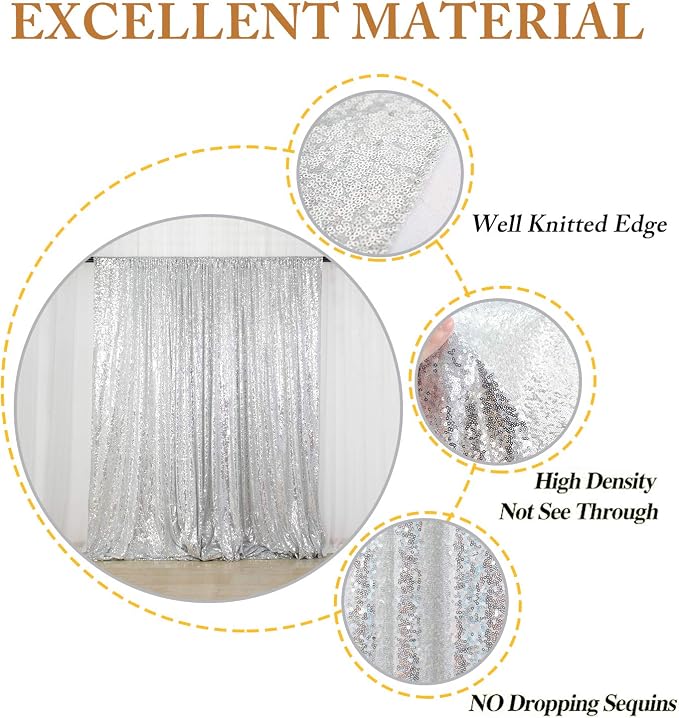 ShinyBeauty Silver Sequin Backdrop 10FTx10FT - Image 3