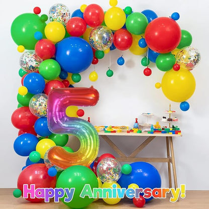 Rainbow Number 5 Balloon 40 Inch, Big Large Foil Number Balloons, Gradient - Image 6