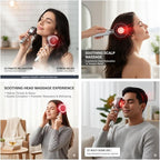 Multi Functional 3 in 1 Electric Scalp Massager Hair Growth, Red Light Therapy Scalp Massager with Oil Applicator, Portable Smart Scalp Hair Brush IPX7 Waterproof