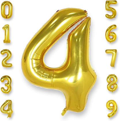 AULE 40 Inch Gold 4 Balloon Number Foil 0-9 Birthday Big Numbers | Birthday by AULE