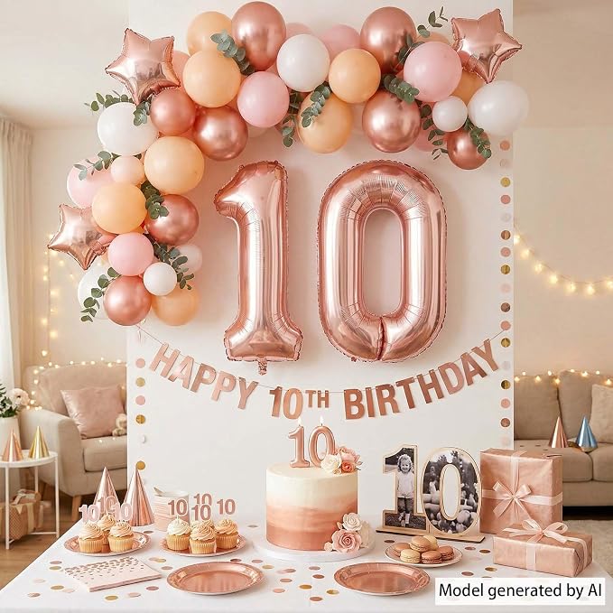 Rose Gold Number 10 Balloon 40 Inch, Luxurious Foil Pair - Image 7