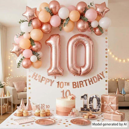 Rose Gold Number 10 Balloon 40 Inch, Luxurious Foil Pair - Image 7