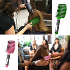 2 PACK Boar Bristle Hair Brush No Pull Curved Vented Hair Brushes Detangler Brush Fast Blow Drying Hair Brush for Kids Men Women Wet Dry Long Thin Thick Curly Tangled Hair (pink+green)