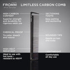 Fromm Limitless 7.5" Carbon Basin Comb with Rounded Tips and Sectioning Tooth for Cutting, Sectioning, Styling, and Detangling, Heat Resistant to 450°F