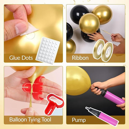NiHome 237PCS Black and Gold Balloon Set, Includes Metallic, Confetti and - Image 3