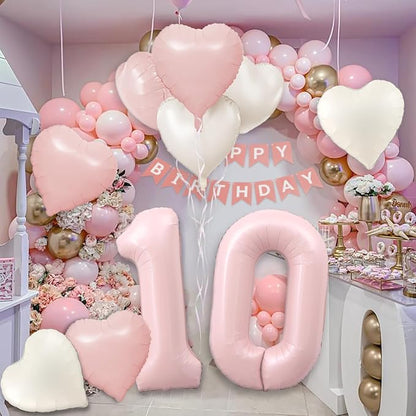 Pink 9 Balloon Number Pastel 9th Birthday Party Decorations - Image 5