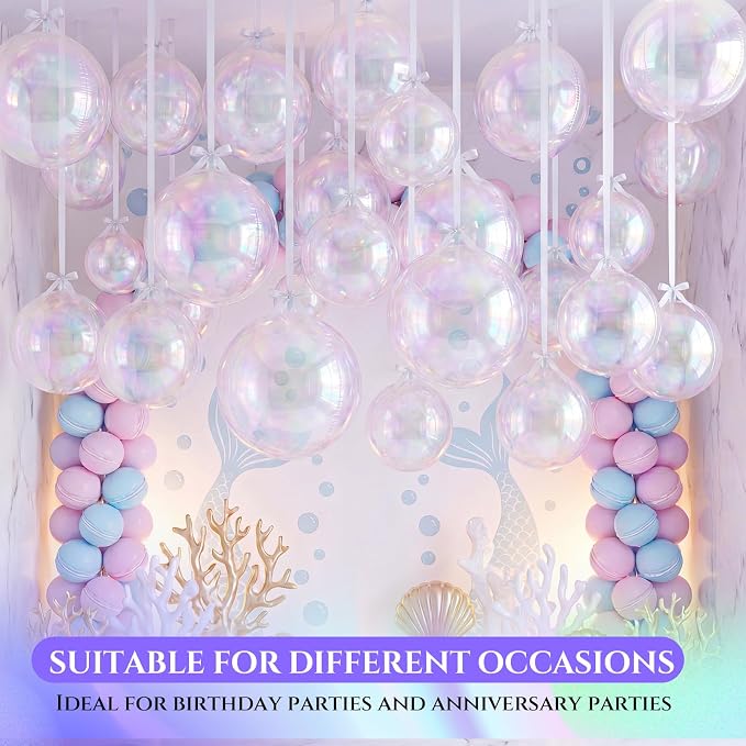 18 Set 22 15 10 Inch Iridescent 4D Giant Round Foil Balloon Bulk Metallic Giant - Image 5