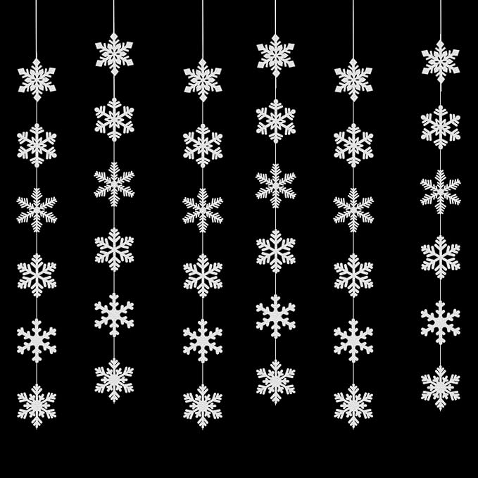 Snowflake Snow White-Silver Christmas Party-Decorations Garland - Image 2