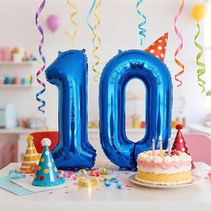 40 Inch Navy Blue 10 Balloon for 10th Birthday Party, Helium Giant Foil Number - Image 3