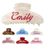 Personalized Colorful Name Hair Claw Clips for Women,Custom Hair Clips with Diamond,Cute Hair Accessories 4",Handmade Rhinestones Hair Clamp Gifts for Mom,Bride,Wife,Bridesmaid,Couples（Flash White）