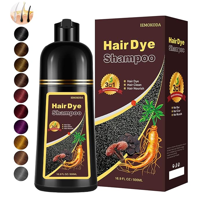 Instant Wine Red Hair Dye Shampoo for Gray Hair 3 in 1, Natural Red Hair Color Shampoo for Women Men Colors in Minutes, Salon Home Use Hair Dye 16.9 Fl Oz (Wine red)