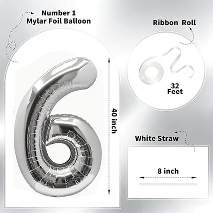 Number Balloons Silver Party Balloon - Image 2