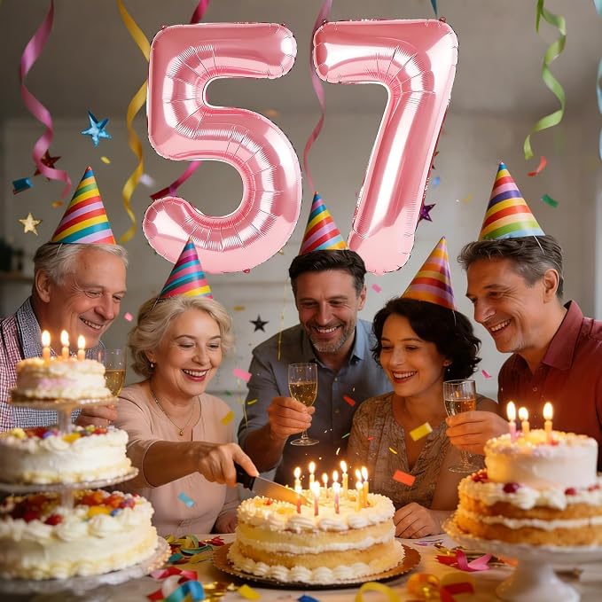 40 Inch Number 57 Balloons for 57th Birthday Party Decorations, 0-100 Jewelry - Image 2