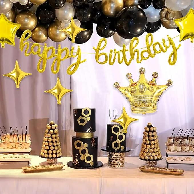 Gold Happy Birthday Balloons Banner 18 Inch Script/Cursive Foil Mylar Letter - Image 7
