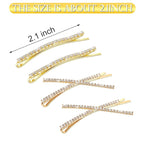 12 Pieces Rhinestone Bobby Pins Decorative Fancy Crystal Hair Clips Shiny Metal X Shaped Barrettes Bling Diamond Wedding Bridal Shower Hair Accessories for Women Ladies Girls (Gold)