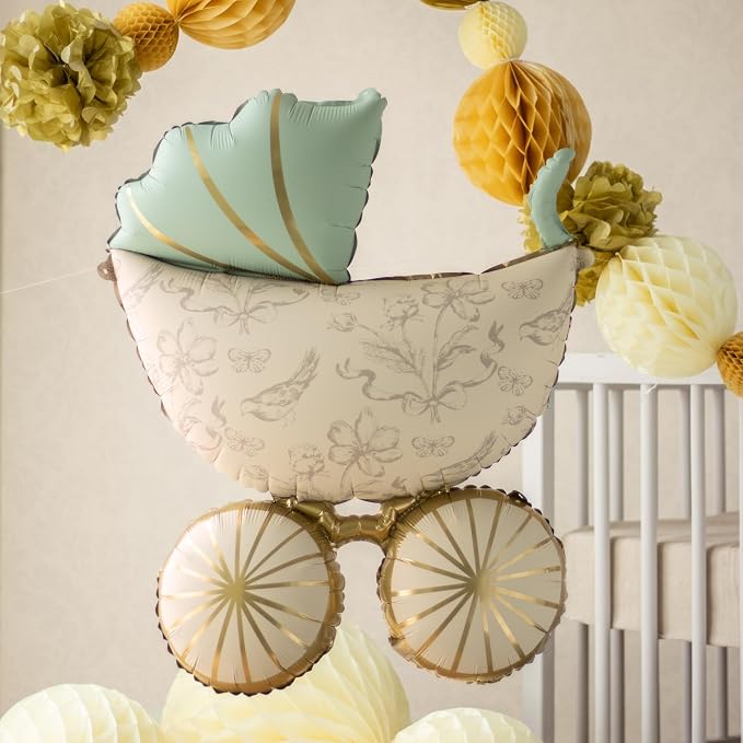 Vintage Baby Carriage Balloon PartyDeco 23 × 29 Inch Foil Stroller | Balloon - Image 2