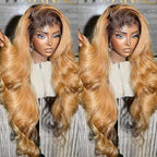 Honey Blonde Lace Front Wigs Human Hair 13x6 Ombre HD Transparent Lace Frontal Wig 12A Body Wave Ombre Blonde 1B/27 Lace Front Wigs Highlight Glueless Human Hair Wigs for Women Pre Plucked 26inch