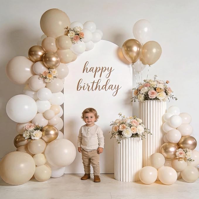 White and Gold Balloon Arch Kit - Image 3