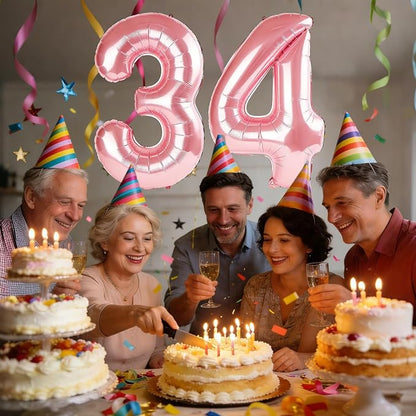 40 Inch Number 34 Balloons for 34th Birthday Party Decorations, 0-100 Jewelry - Image 2