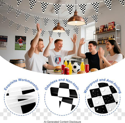 Piokio 60 Pcs Double Sided Plastic Checkered Flag Banner, Racing Birthday - Image 3
