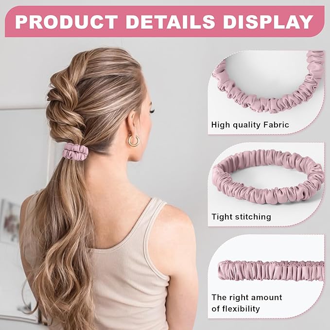 6Pcs Silk Hair Ties Small 22 Momme 100% Pure Mulberry Silk Scrunchies for Women Girls Thin Skinny Hair Sleep Scrunchies No Damage(Color 13)