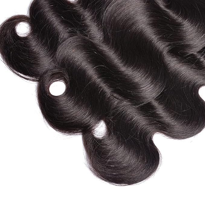 28 30 32 Inch Color 1B Human Hair Bundles Natural Black Body Wave Bundle Double Weft Color 1B Body Wave Bundles Niegmeag Virgin Soft and Silky Remy Hair Extensions
