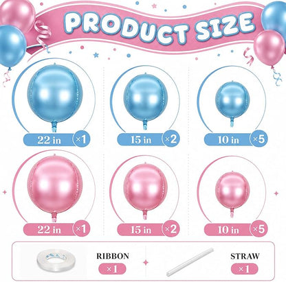 Pink Blue Round Foil Balloons - Image 2