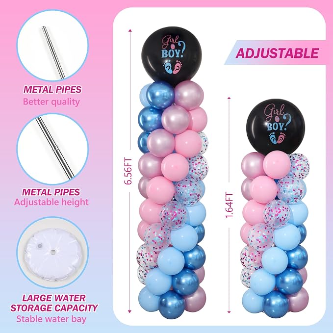 Gender Reveal Balloon Column Stand Set of 2 - Image 3
