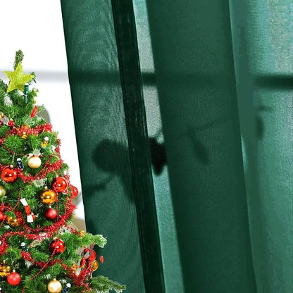 SpaceDresser Basic Rod Pocket Sheer Voile Window Curtain Panels Foliage Green 1 - Image 3