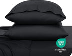 Bare Home Microfiber Pillow Cases - Queen Size Set of 2 - Cooling Pillowcases - Double Brushed - Easy Care - Envelope Closure (Queen Pillowcase Set of 2, Black)
