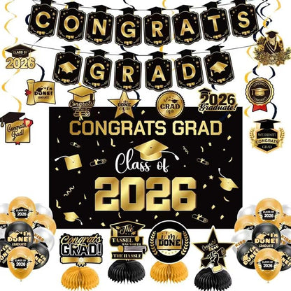 Graduation Decorations 2026 Gold Themed Set by Zerunyiw