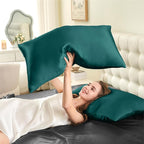 INFIIXSO Mulberry Silk Pillowcase for Hair and Skin, Silk Pillow Cases Queen Size with Hidden Zipper 20x30 Inches, Super Smooth and Soft Cooling Pillow Cases for Hot Sleepers(Teal, 1 Pack)