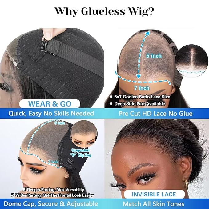 32 Inch Wear and Go Glueless Wigs Human Hair Pre Plucked Pre Cut 7x5 HD Lace Frontal Wigs Human Hair 180% Density Put on and Go Glueless Wig Body Wave Lace Front Wigs Human Hair for Women