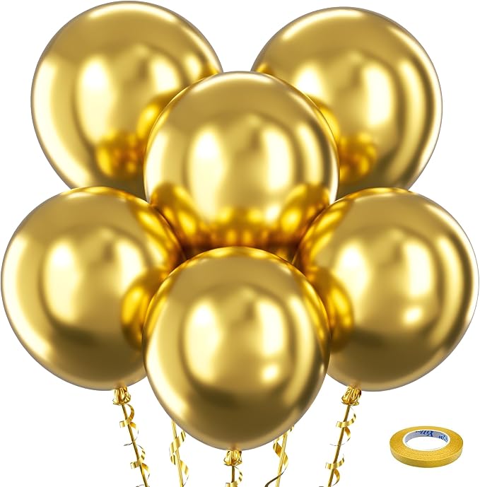 Bezente Metallic Gold Balloons 18 Inch 30 Pack Latex Large Thick | Gold by Bezente