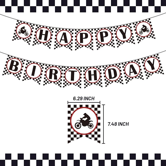 Motorcycle Theme Banner Dirt Bike Birthday Decoration Dirt Bike Party Supplies - Image 2
