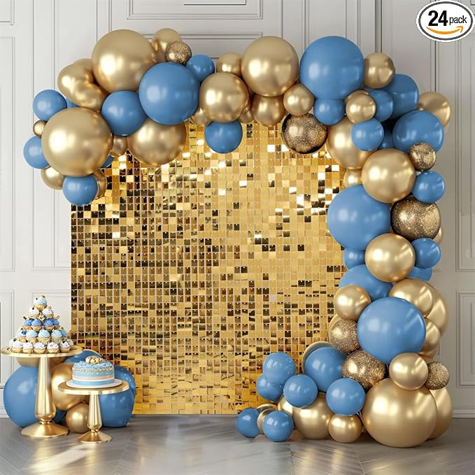 Shimmer Wall Backdrop Light Gold Wall Panels 24Pcs Square Sequin Shimmer Wall by KateBackdropforPhotography