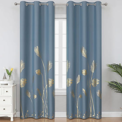 Stone Blue Blackout Curtains 96 Inches Long by ESTELARTEXTILER