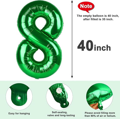 8 Balloon Numbers Birthday Decorations, 40In Green Balloons - Image 6