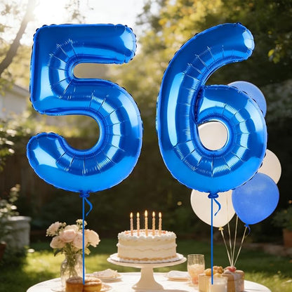 40 Inch Number 56 Balloons for 56th Birthday Party Decorations, 0-100 Dark Blue - Image 3