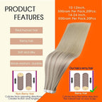 Full Shine Tape in Hair Extensions Human Hair 12Inch Color 18 Ash Blonde Fading to 22 and 60 Platinum Blonde Human Hair Extension Tape in Invisible Remy Silky Straight Skin Weft 30G 20Pcs Double Sided