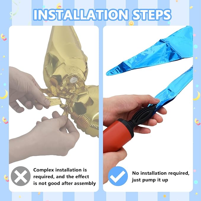 TONIFUL 8Pcs Blue Black Silver Explosion Star Foil Balloon Party Decoration | - Image 3