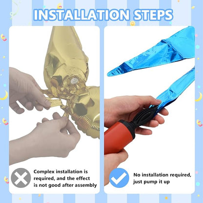 TONIFUL 8Pcs Blue Black Silver Explosion Star Foil Balloon Party Decoration | - Image 3