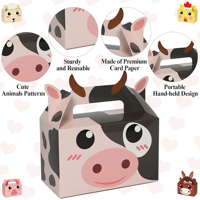 Tevxj 12 Pack Farm Animal Party Favor Boxes Farm Theme Birthday Goodie Boxes - Image 5