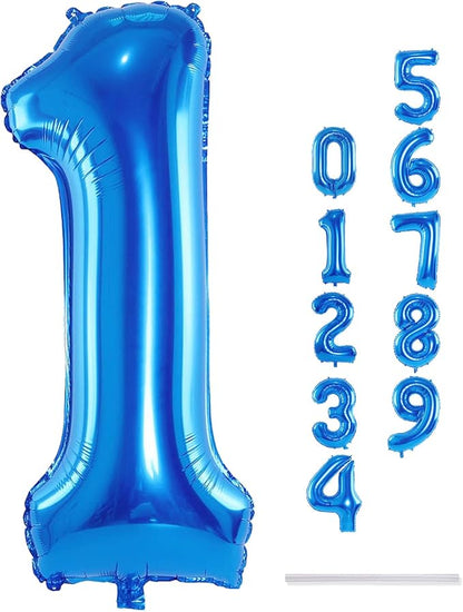 40'' Blue Number 1 Balloons, Giant Self Inflating Foil Number Balloons Set 0-9 - Image 9