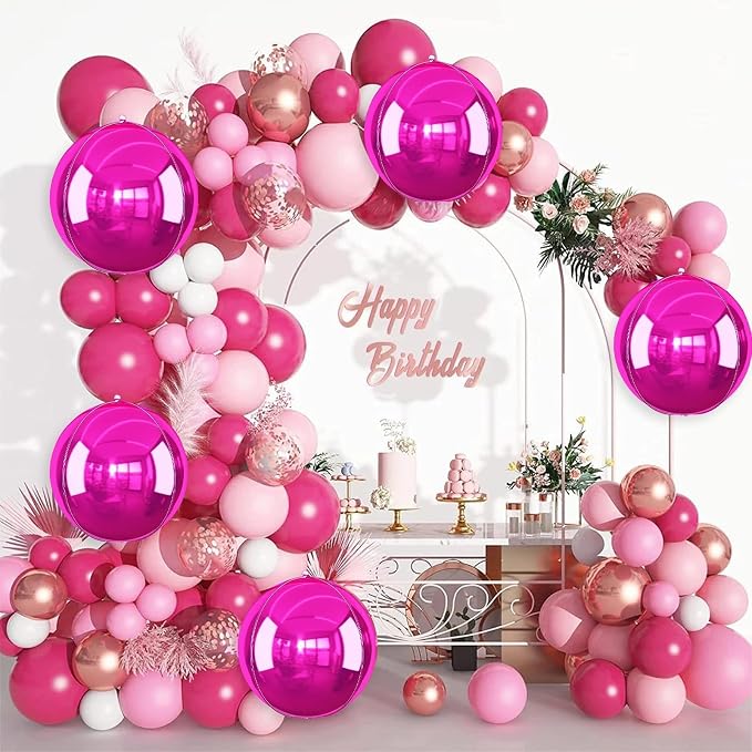 6Pcs Hot Pink Round Foil Balloons, Giant 4D Round Ball Balloon, 22 Inch - Image 9