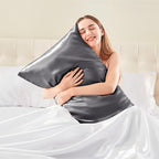 BEDELITE Satin Pillowcase for Hair and Skin, Super Soft Similar to Silk Pillow Cases 4 Pack with Envelope Closure, Cooling Pillowcases for Women Men (20"x30" Queen Size, Dark Grey)