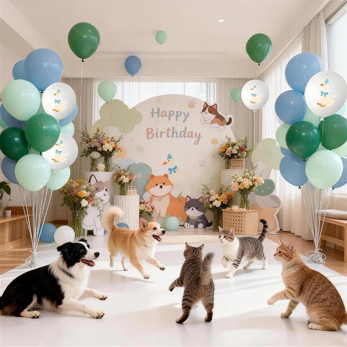 Silly Blue Bow Goose Balloons Set, 12 Inch Pastel Blue Sage Green White Goose - Image 5