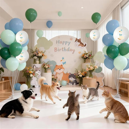 Silly Blue Bow Goose Balloons Set, 12 Inch Pastel Blue Sage Green White Goose - Image 5