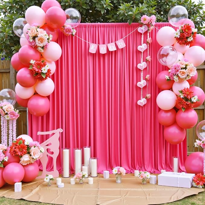 40 ft x 10 ft Wrinkle Free Fuchsia Backdrop Curtain - Image 3