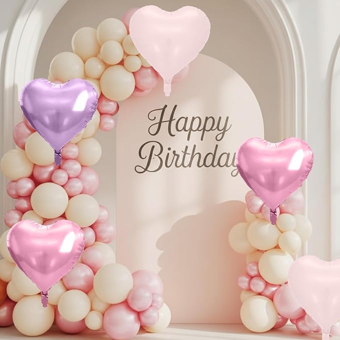 Pink Purple Heart Balloons, 18 Inch Pastel Foil Balloons - Image 8